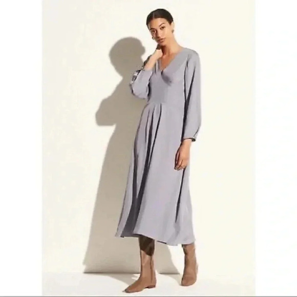 Vince Long Sleeve Paneled V-Neck Midi Maxi Open Back Dress 6 - Picture 1 of 12